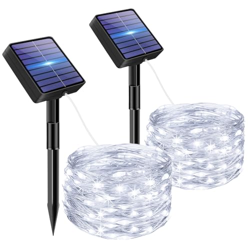 bitjam 2 Stück Solar Lichterkette Aussen, 5M 50 LED Lichterketten...