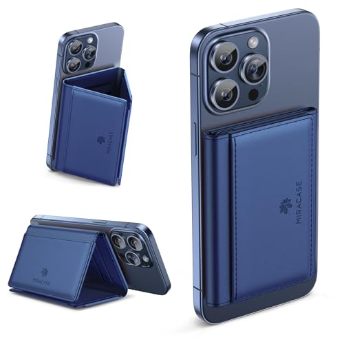 miracase Magnetic Wallet for Men/Women with Stand, Compatible with MagSafe Wallet, 4+ Cards, 0.5 inch thick, Card Holder for iPhone 17/16/15/14/13/12 Series(Blue)
