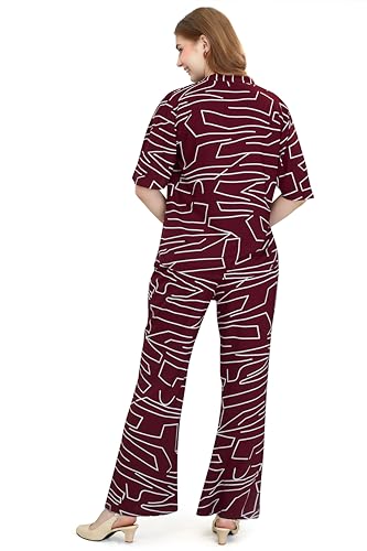 Image of ZEYO Women's Rayon Printed Night Suit Set Of Top & Pajama Set