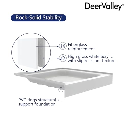 Image of DeerValley 60 inchL X 34 inchW Single Threshold Shower Base in White