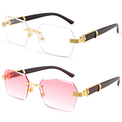 Image of COASION Fashion Rimless Frameless Sunglasses for Women Men Y2k Retro Sun Glasses Square Tinted Glasses