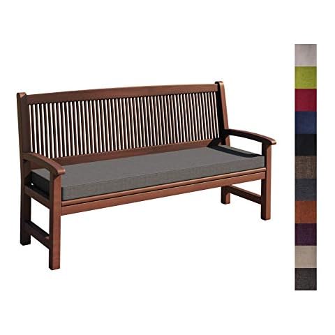 sunnypillow Bankauflage Stuhlkissen mit abnehmbarem Bezug Bankkissen Bankpolster Polsterauflage Auflage für Gartenbank viele Farben und Größen zur Auswahl (150 x 50 x 5cm, Grau) Cover