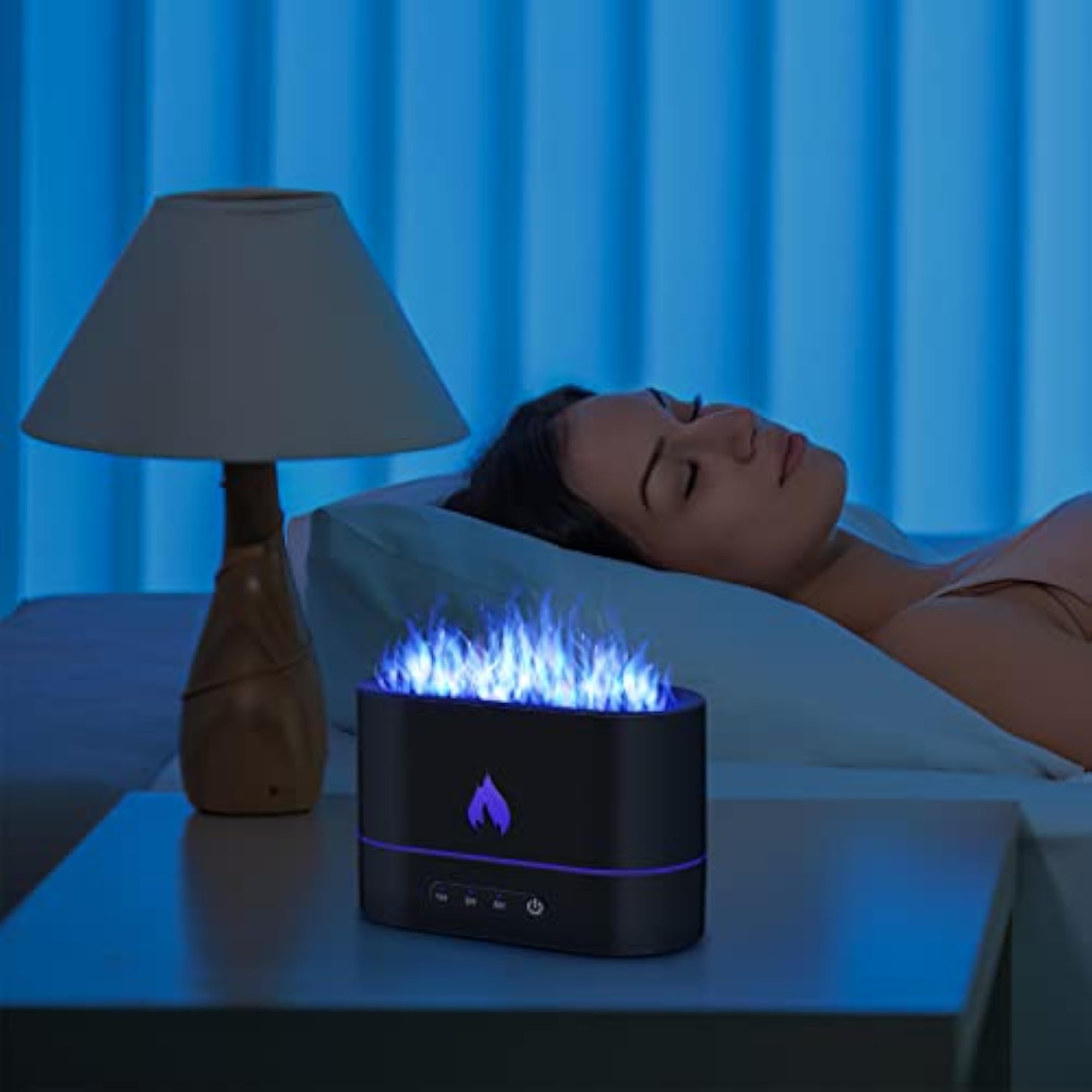 EXCLUZO Flame Night Light Humidifier Essential Diffuser