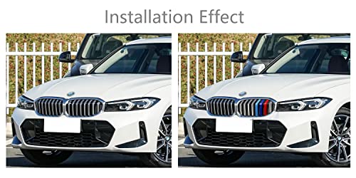 Image of Lanyun compatible with bmw 2023 3 Series G20 330i 330e Sedan xDrive grill color grill insert trims grill stripes 2023 bmw 3 series with 8 beam
