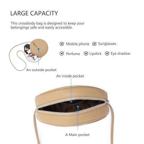 Image of Circle Crossbody Bag for Women NYLON Circle Purse with Zipper Adjustable Knot Shoulder Straps