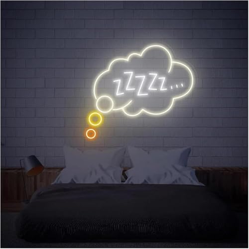 Letreros de neón para Colgar Lámpara de Ambiente Relajante Buenas Noches, Duerme Bien, letreros neón con Luces Brillo Ajustable(C,50cm)