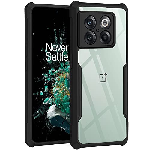 TheGiftKart Shockproof Crystal Clear Back Cover Case for OnePlus 10T 5G | 360 Degree Protection | Protective Design | Transparent Back Cover Case for OnePlus 10T 5G (PC, TPU | Black Bumper)