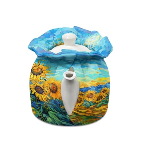 Image of Sunflower Print Tea Cozy for Teapot Insulated Large Teapot Cover to Keep Warm Tea Kettle Cover Machine Washable for Home Kitchen Tea Party Table Decor