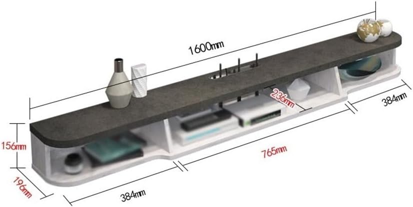 フローティングウォールTVキャビネット 壁掛けメディアウォールユニット、寝室オフィス用ケーブルホール付きフローティングTVスタンド
