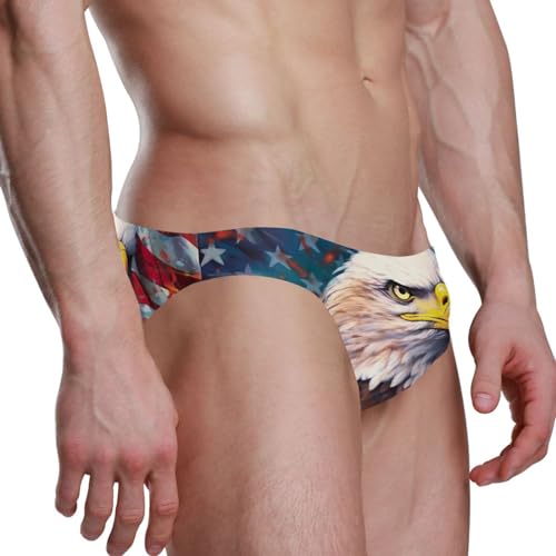 Men's American Bald Eagle 4th of July Independence Day Swim Briefs Bikini Swimsuit S 202a02813