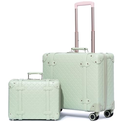 Miss.Box Vintage Luggage Set Wheels, Retro Suitcase, Travel