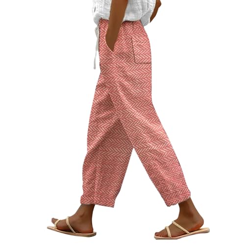 Rpporm Dazn Kündigen Bei Amazon Hose Leinen Damen, 7/8 Leinenhose Damen Sommer Leicht Stoffhose Lockere Sommerhose Lässig Strandhose Mit Taschen Stoffhosen Für Damen Caprihose Damen Sommer