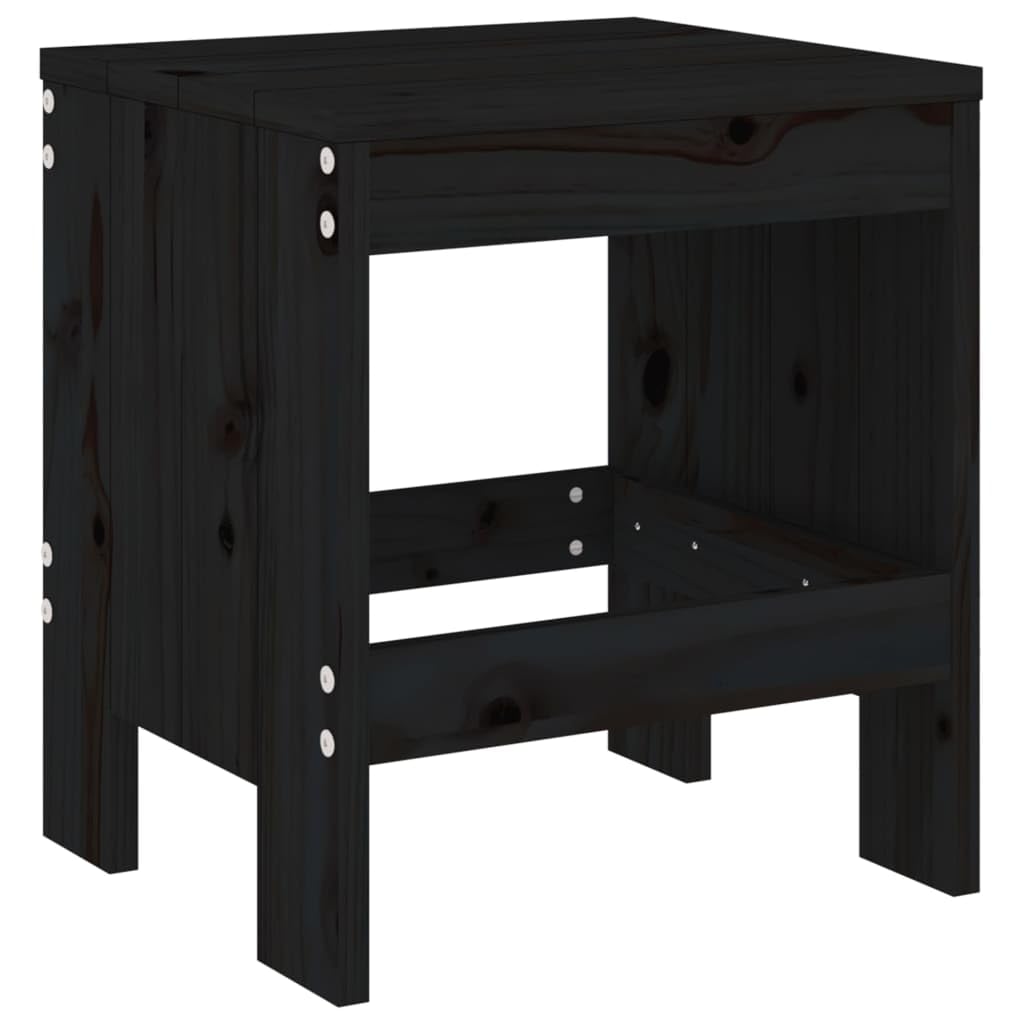 Stołki ogrodowe 2 szt. czarne 40x36x45 cm lite drewno sosnowe hokery z podpórką na stopy max 110 kg na patio balkon taras ogród