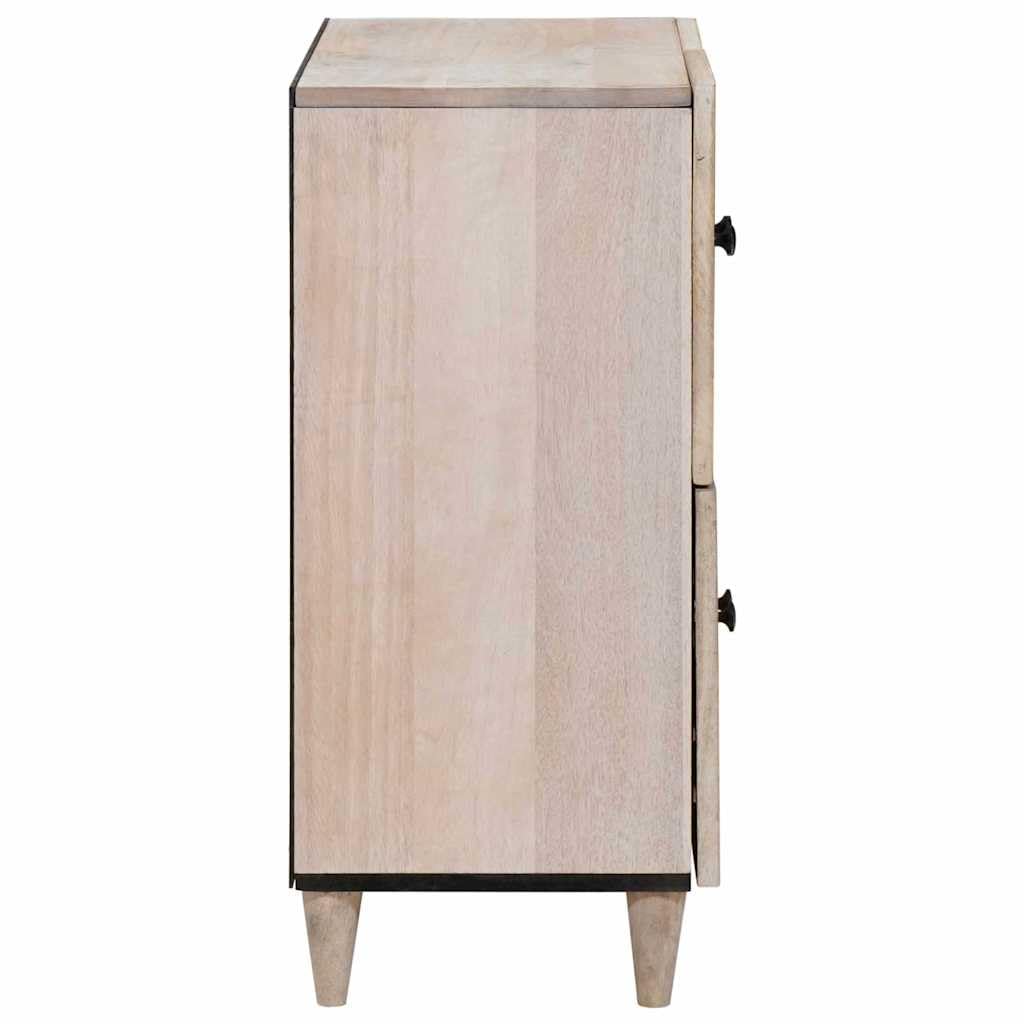 Credenza in Legno Massello di Mango Bianco Sbiancato 60x33x75 cm