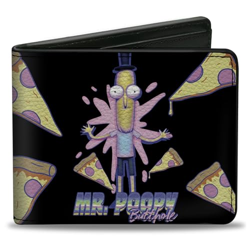 Buckle-Down Wallet Bifold PU Rick and Morty Mr Poppy Pizza Pose Black