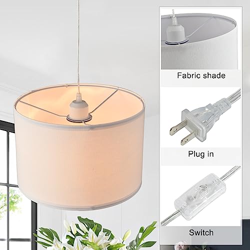 Lámpara colgante para techos sin punto de luz con cable transparente largo e interruptor 3