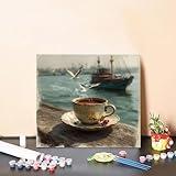 Malen Nach Zahlen Erwachsene Tee Malen Nach Zahlen Vogel Paint by Numbers Adults DIY Set Erwachsene, Handgemalt Leinwand ölgemälde Kunst mit Zubehör für Home Haus Deko 40x40cm Ohne Rahmen K-85J1