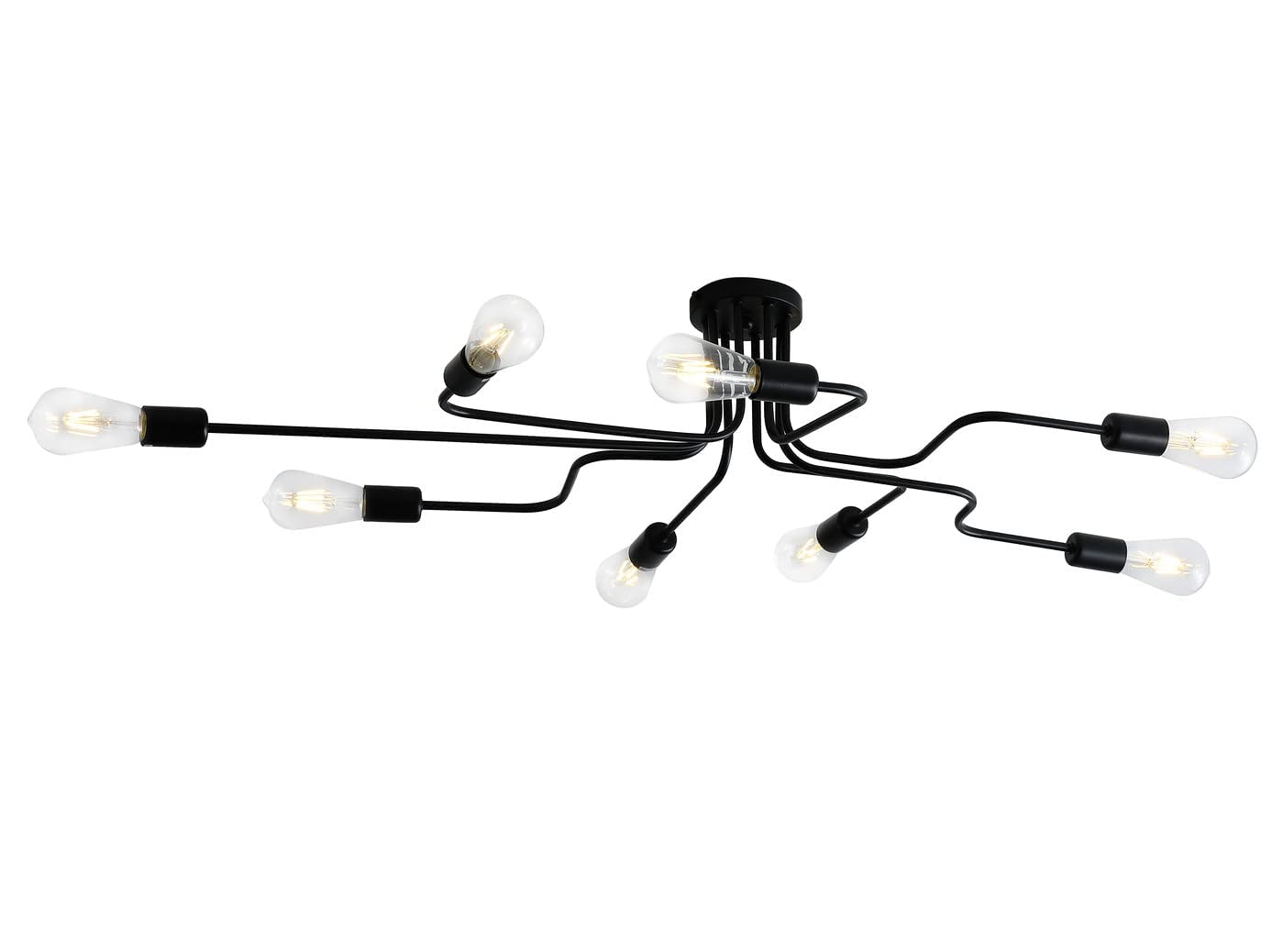 Aiwen Sputnik Chandelier 8 Lights Flush Mount Ceiling Light Fixture Industrial Vintage Metal Art Ceiling Lamp Black