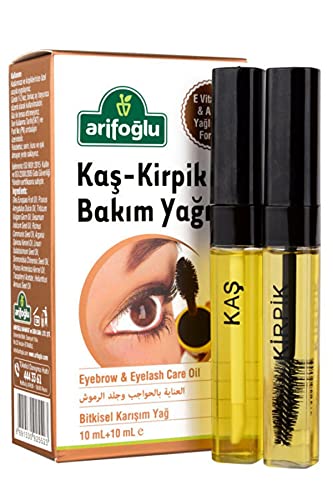 Arifoglu Aceite para el cuidado de las cejas, 10 ml + 10 ml, con aceite de argán y vitamina E natural