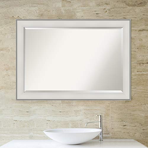 Image of Amanti Art Framed Vanity Mirror | Bathroom Mirrors for Wall | Imperial White Mirror | Wall Mounted Mirror | Large Mirror | 28.88 x 40.88 in.