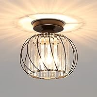 Luz de Techo de Cristal Moderna,E27 Lámpara de Techo LED Mini Candelabro de Cristal para Cocina, Comedor, Dormitorio, Pasillo, Entrada (Negro)