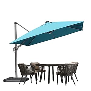 PURPLE LEAF Parasol groot zweefparasol, rond, 360 graden draaibaar, met voetpedaal en kruissokkel, voor terras, balkon…