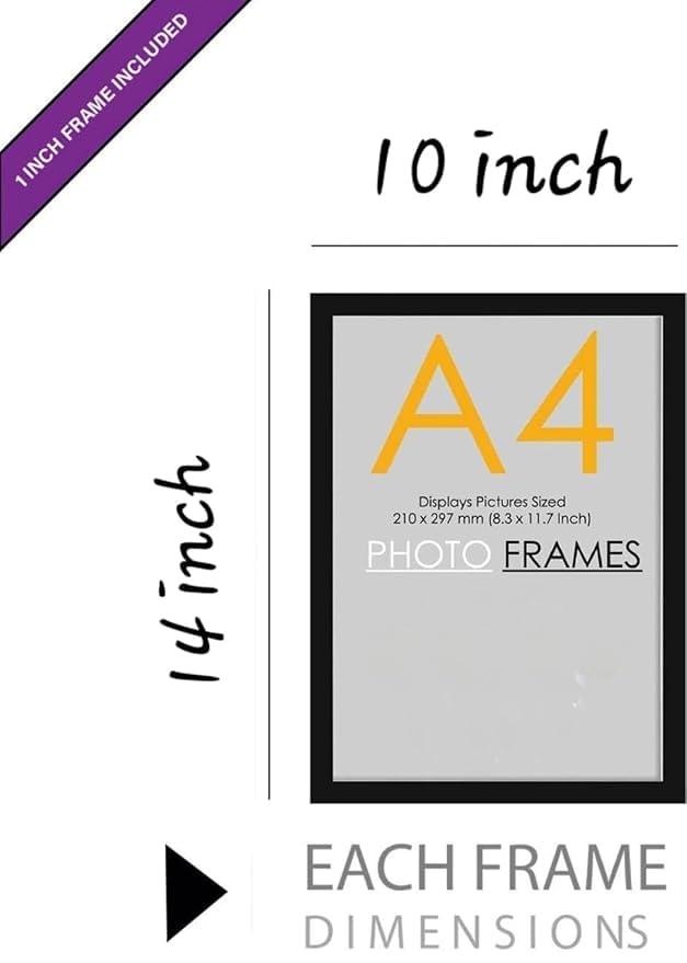 Image of A4 Size Photo Frames - Wall & Tabletop Display, Lightweight Black Frame Khali Frame /A4 Size, 9X12inches (2, White)