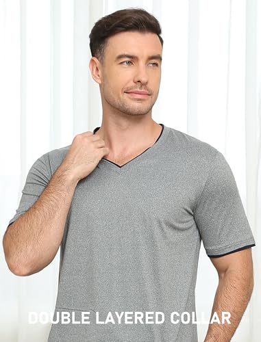 Image of MoFiz Mens Pajamas Set Short Sleeve PJ's Sleep Lounge Sleepwear Cool Pyjama Summer Sets Comfortable Lightweight