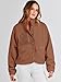 ANRABESS Womens Fuzzy Fleece Jacket Fall Casual Long Sleeve Cropped Sherpa Button Down Shacket Coats Outwear With Pockets Brown Small