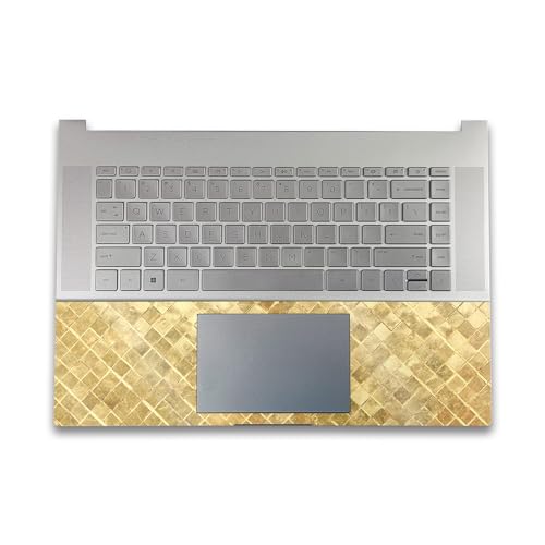 Image of Glossy Glitter Gaming Skin Compatible with HP Envy x360 16 inch (2023) - Gold Tiles - Premium 3M Vinyl Protective Wrap Decal Cover - Easy to Apply | Crafted in The USA by MightySkins
