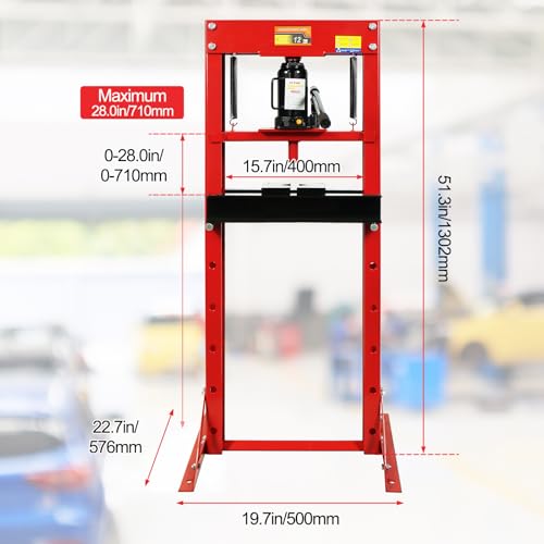 Garveetech DW5RKO5EX6ZXSRDRUCFDZGMBU6K 12T Hydraulic Press,12 Ton H-Frame Garage Floor Hydraulic Benchtop Press Adjustable Hydraulic Shop Press thumb #1