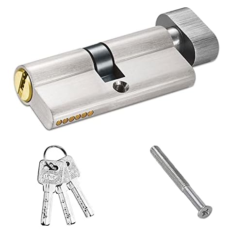 35/35 Thumb Turn Euro Cylinder Lock (70mm), Euro Door Barrel Lock with 3 Keys, Anti-Drill and Anti-Pick Barrel Profile Lock for Wooden, UPVC and Composite Doors Cover