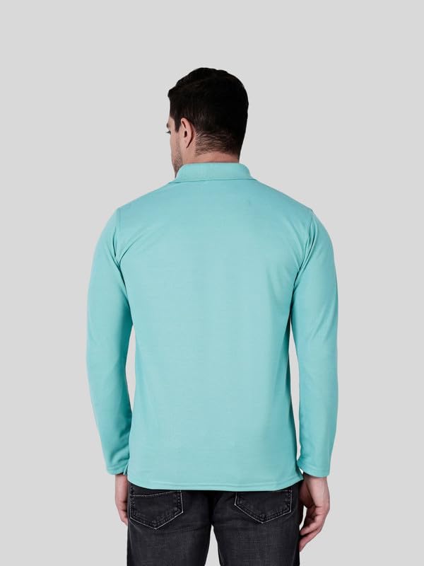 Image of Full Sleeve Men's Polo T-Shirt | Regular Fit, Soft & Breathable Cotton Blend Fabric | Classic Polo Collar, Casual & Office Wear | Available in Sizes M to 6XL, Multiple Colors
