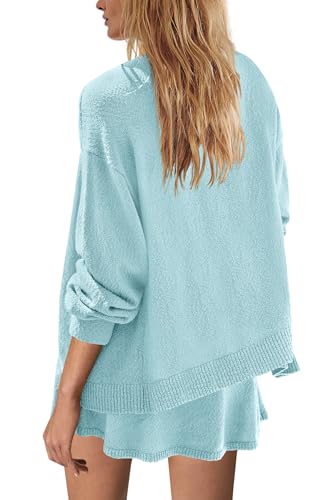 Image of Panadila Womens Sweater Skirt Set 2 Piece Outfits Sweater Skort Set Lounge Cardigan and Knit Skirt Matching Outfits