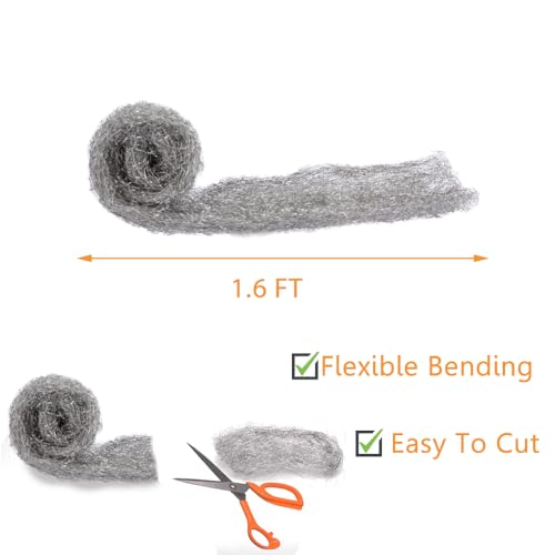 Image of Alabrocon Bulk Steel Wool Roll Kit, Steel Wool 0000 15PCS, 15 Pack x 1.6FT | Gap Blocker, 0000 Steel Wool Keep Mice Away from Holes, Siding, Pipeline, Vents in Garden, House, Garage