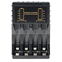 Battery Charger for AA AAA Ni-MH Ni- Rechargeable Batteries, 4 Slot with Overcharge Protection and LED Indicator, DC 5V/2A Input,