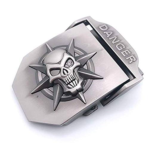 RTGGSEL Men's Outdoor 40mm 3D Animal Skull Relief Solid Metal Automatic Tactical Canvas Belt Buckle Replacement for Web Belt (9)