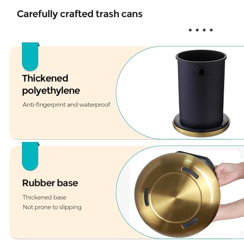Caneca de basura 10L acero inoxidable oro cepillado con tapa basculante miniatura 5