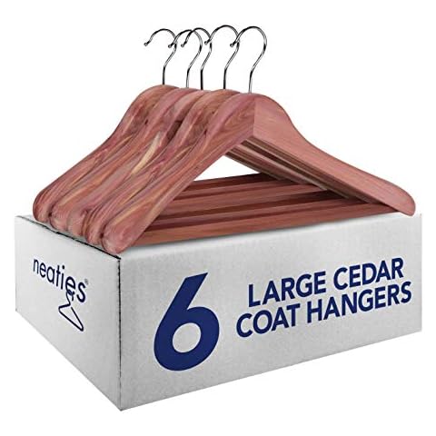 Neaties American Cedar Wood Wide Large Coat Hangers with Flat Bar, 6pk Cover