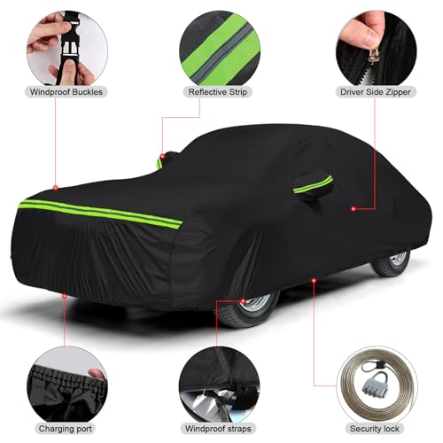 Image of Waterproof Car Covers Replace for 1964-1998 Porsche F-Series, G-Series, 930 /964 /993, 6 Layers All Weather Custom-fit Car Cover with Zipper Door & Windproof Bands for Snow Rain Dust Protection
