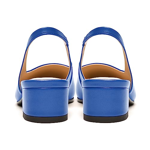 FEMSTEP Womens Square Toe Slingback Matte Leather Chunky Low Heel Pumps Shoes 1.5 Inch4