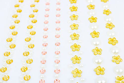 Adesivo Pet - Cartela de Adesivo Mix Pérola com Flor Strass Dourada