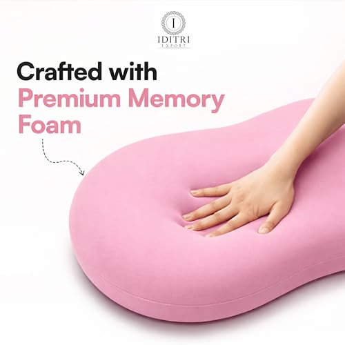 Image of Soft Cuddle Pillow, Breathable Material for Cooler Sleep, Ergonomic Bean Shape Neck Support Cushion, Stress-Free Relaxing Bedding for Side Sleeper, 23 X 14.9 X 3.8 Inch, Pink
