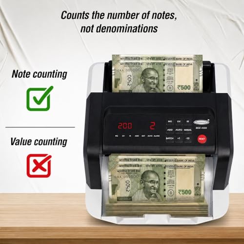 Image of Bambalio BEE-4500 Heavy-Duty Fully Automatic /1200 Notes /Min Speed UV /MG /IR /Double /Half /Chain Counterfeit Detection, Add /Batch Fake Note Detector|Compatible with New & Old Currency Digital Bill Counter
