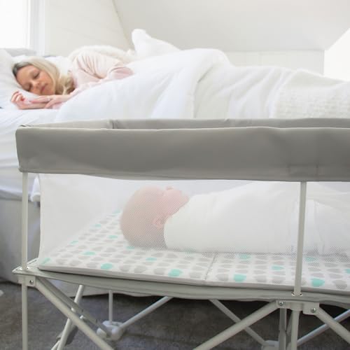 Regalo My Crib Portable Baby Bassinet, Foldable Travel Bassinet with Padded Insert & Carry Bag, Lightweight Infant Bed Sleeper with Mesh Sides, Compact Baby Crib for Newborn up to 18 lbs, Gray by Regalo - Image 5