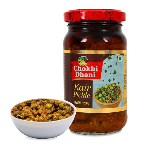 Image of Chokhi Dhani Kair Pickle 200g | Rajasthani Ker Achar | Tenti Dela Pickle | Tangy & Spicy Indian Pickle | Homemade Style | Glass Jar | Veg