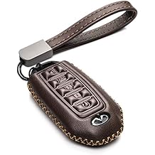 Vitodeco Leather Smart Key Fob Case Cover Protector Compatible for Infiniti QX50, QX55, QX60, Q50 2018 -2026 Models - 5-Button, Brown