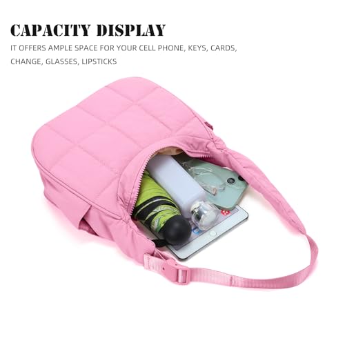 Puffer Crescent Shoulder Bag for Women, Quilted Small Nylon Underarm Purses Handbags with Adjustable Strap3