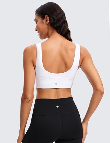 Image of CRZ YOGA Butterluxe V Neck Longline Sports Bra | Light Support, Removable Pads, Yoga, Extremely Soft, U Back, Wide Straps, for Women