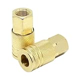 ZHMEINA 1/4 Inch Air Hose Fittings, Brass Female Industrial Coupler, 1/4'' NPT Female Quick Connect Air Coupler, for Auto Shop and Professional Jobsites, 2 Pack